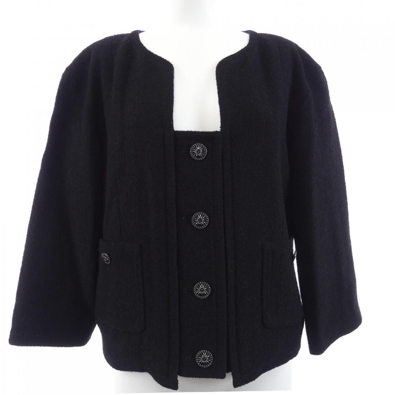 Chanel Collarless Jacket Black