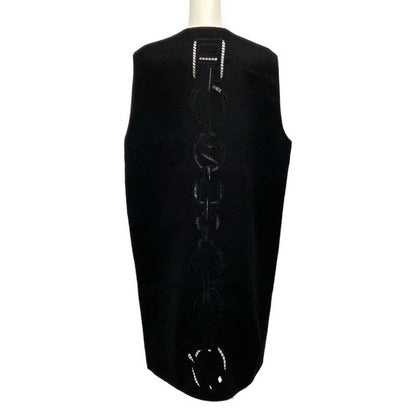 Hermes Coat 36 S Chaine D'ancre Black Long Gilet Embroidery Double Face — view 2