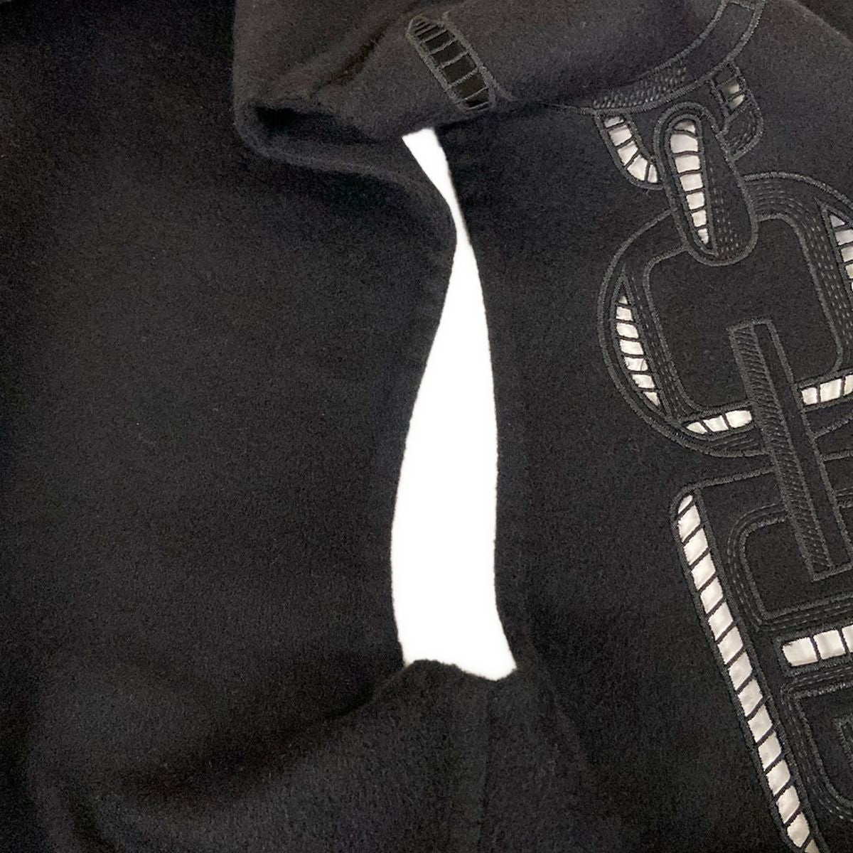 Hermes Coat 36 S Chaine D'ancre Black Long Gilet Embroidery Double Face — view 7