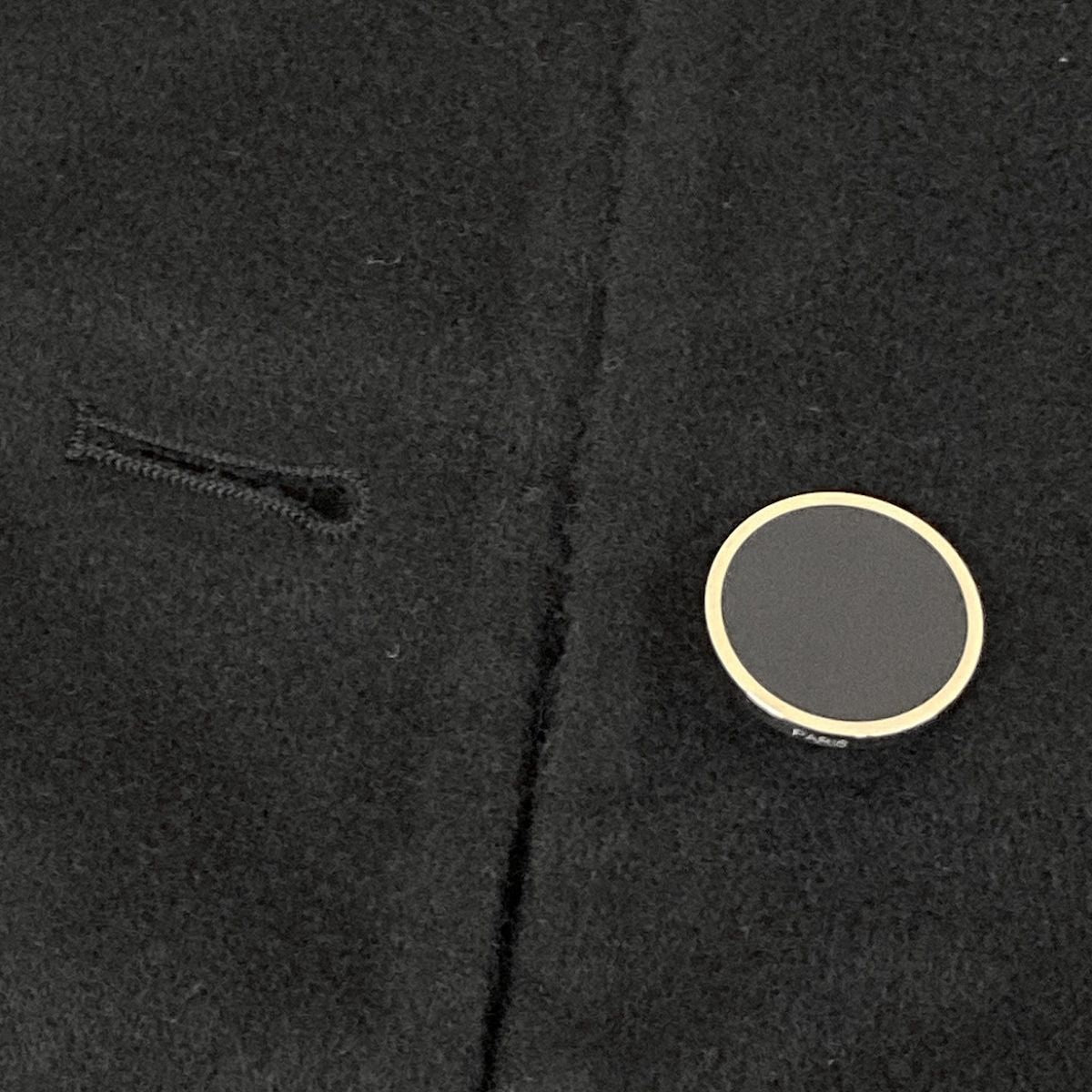 Hermes Coat 36 S Chaine D'ancre Black Long Gilet Embroidery Double Face — view 8