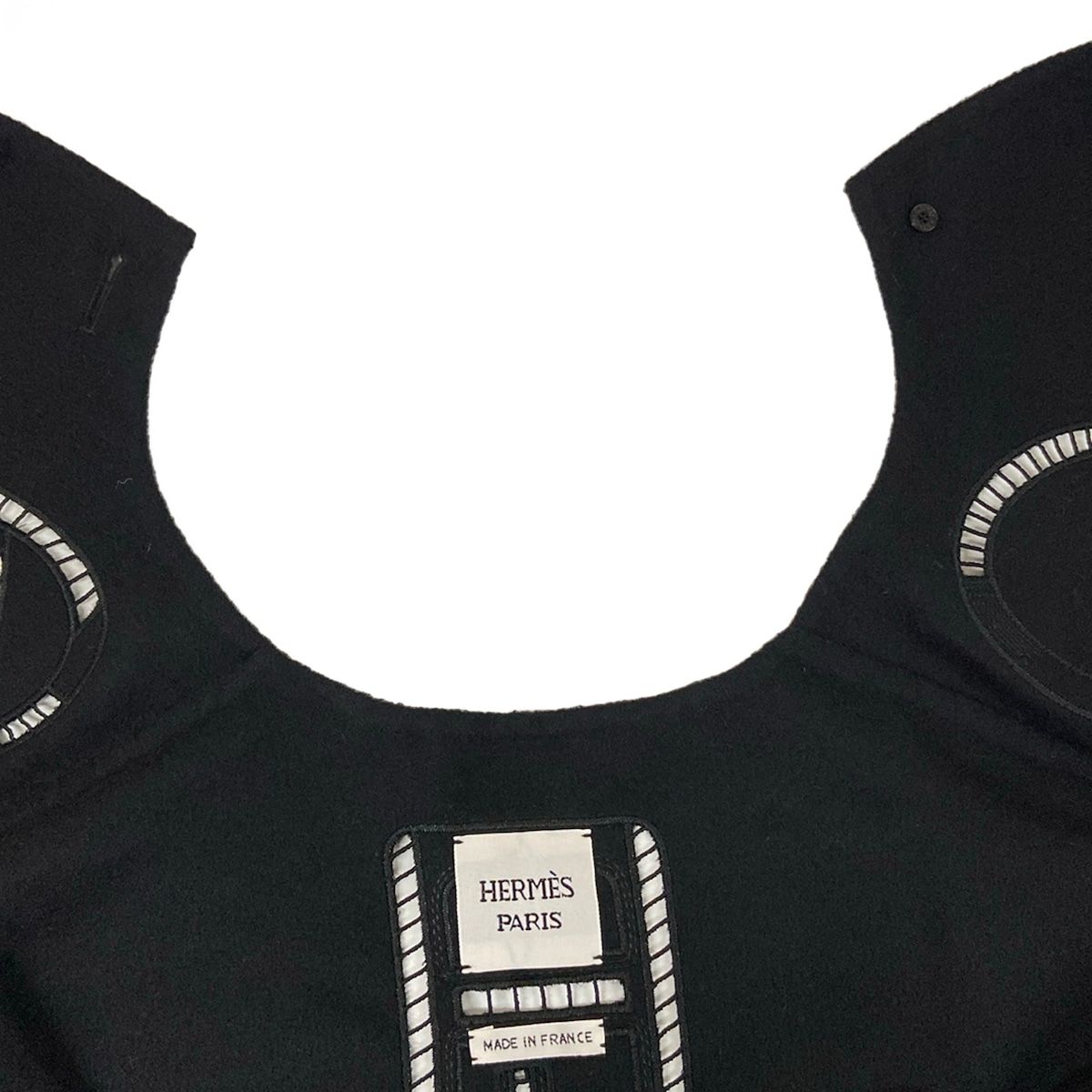 Hermes Coat 36 S Chaine D'ancre Black Long Gilet Embroidery Double Face — view 6