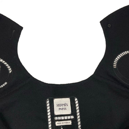 Hermes Coat 36 S Chaine D'ancre Black Long Gilet Embroidery Double Face — view 6