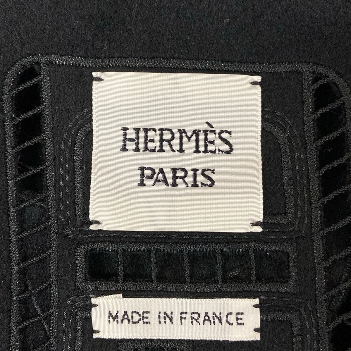 Hermes Coat 36 S Chaine D'ancre Black Long Gilet Embroidery Double Face — view 3