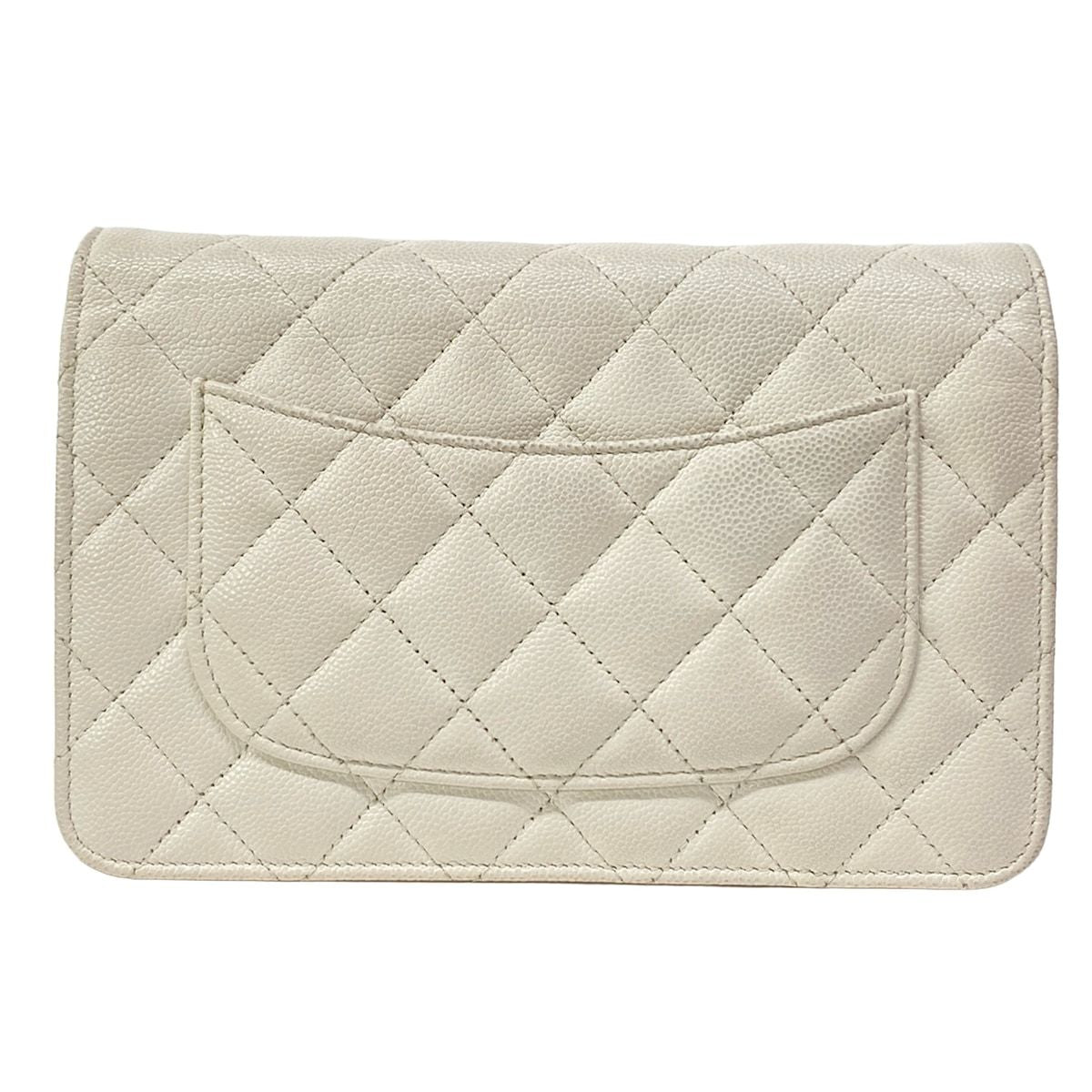 Chanel Wallet Quilted White Chain Gold Metal — view 2