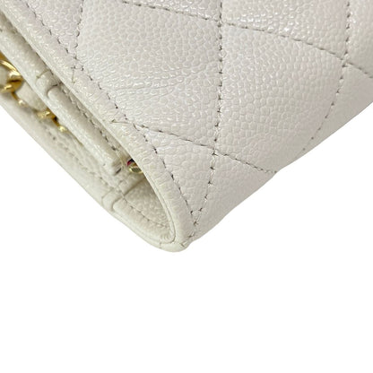 Chanel Wallet Quilted White Chain Gold Metal — view 8