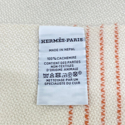 Hermes Shawl 01 White Cui Vre Cashmere Scarf — view 2