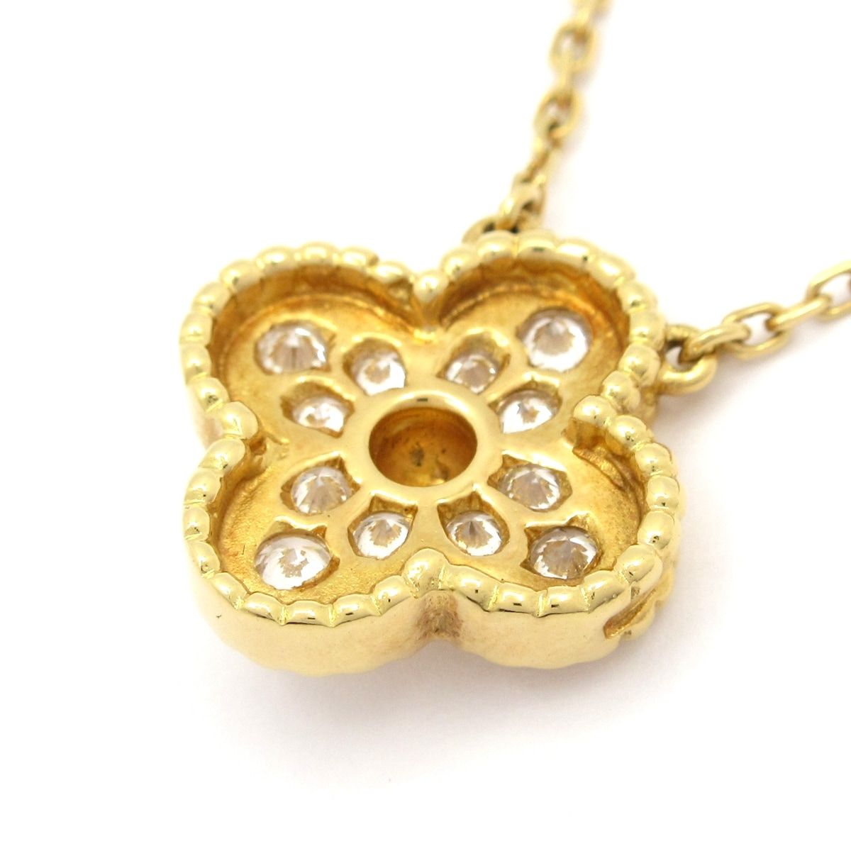 Van Cleef & Arpels Necklace Vintage Alhambra 18k Yellow Gold Diamond Pave — view 3