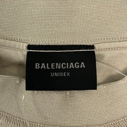 Balenciaga Short Sleeve T-Shirt S Beige Black Red Crew Neck Distressed — view 3