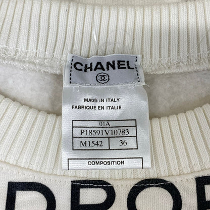 Chanel Sweatshirt 36 S Ivory Red Multi Crew Neck Long Sleeve Mademoiselle Cotton — view 3