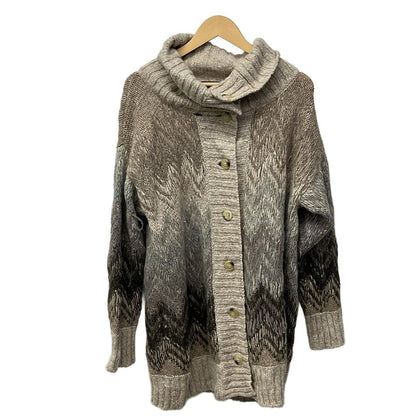 Max Maraweekend Coat L Gray Beige Dark Brown Multi Long Sleeve Knit Spring