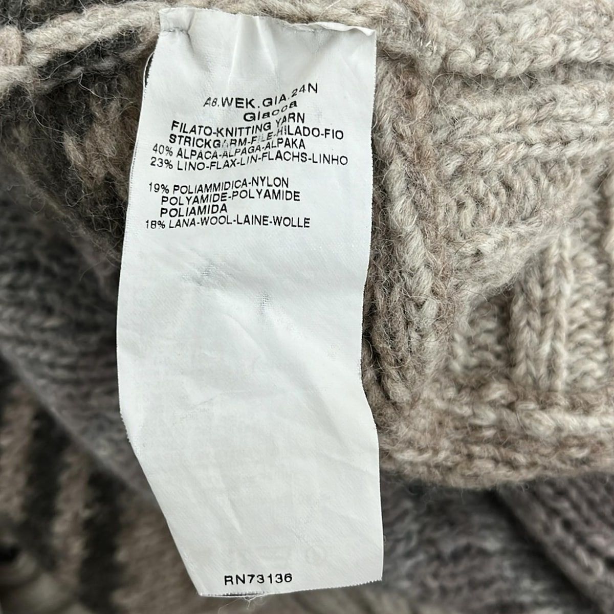 Max Maraweekend Coat L Gray Beige Dark Brown Multi Long Sleeve Knit Spring — view 4