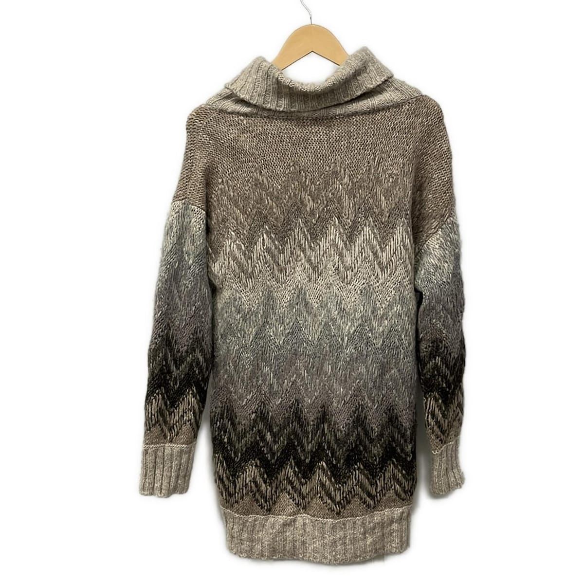Max Maraweekend Coat L Gray Beige Dark Brown Multi Long Sleeve Knit Spring — view 2