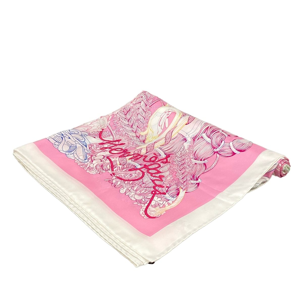 Hermes Scarf Carre 140 Pink White Multi Fantasie Botanique