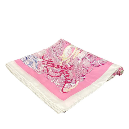 Hermes Scarf Carre 140 Pink White Multi Fantasie Botanique