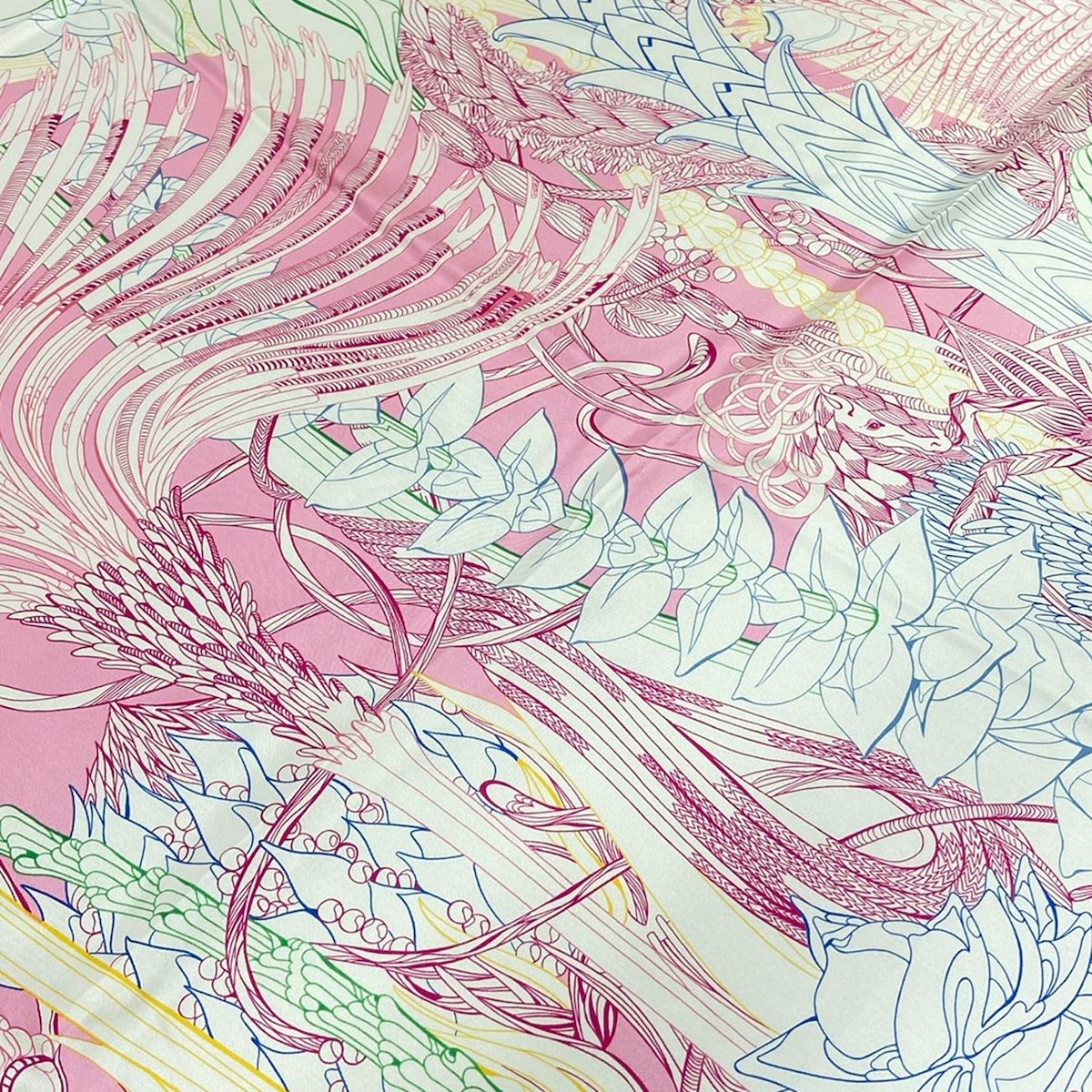 Hermes Scarf Carre 140 Pink White Multi Fantasie Botanique — view 4