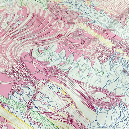 Hermes Scarf Carre 140 Pink White Multi Fantasie Botanique — view 4