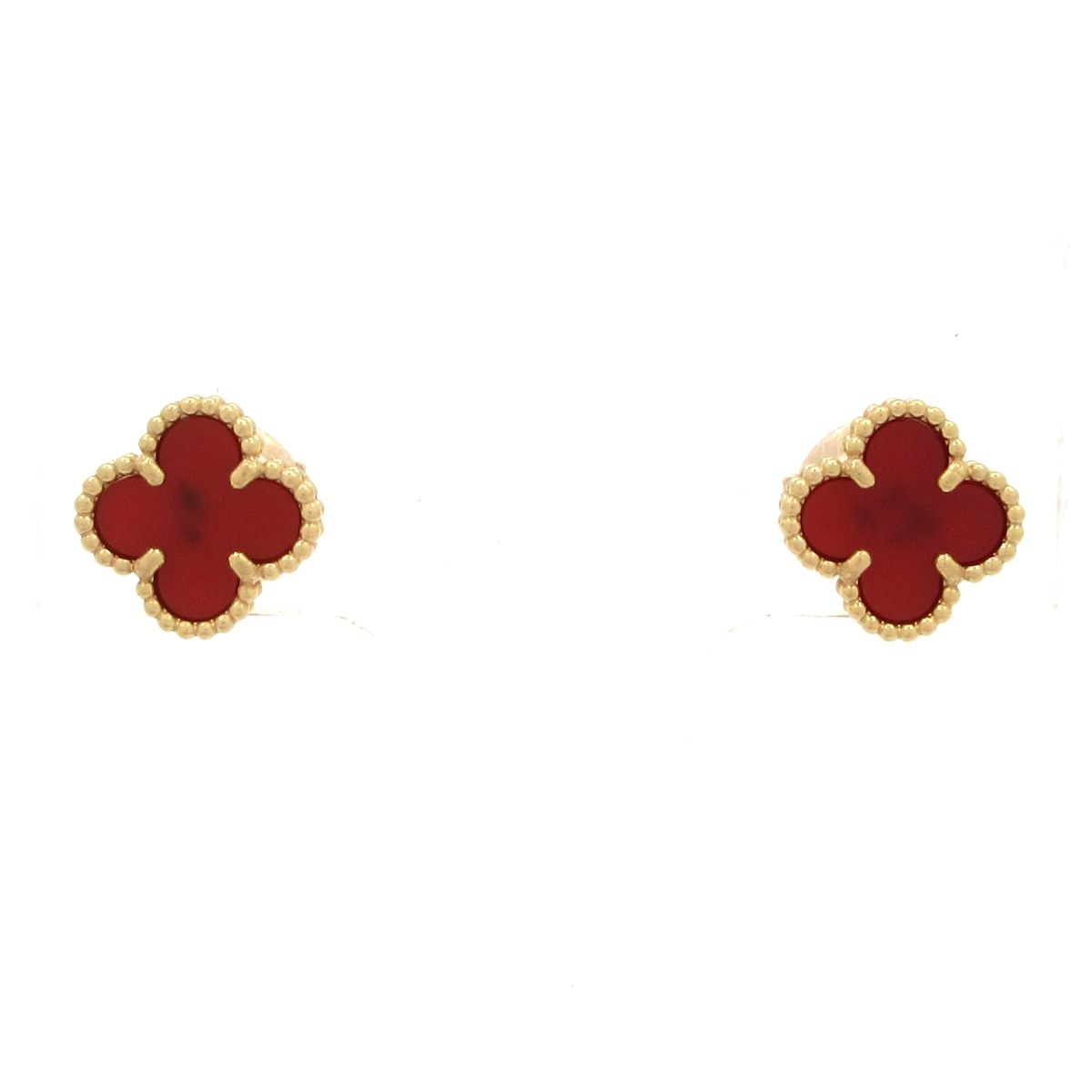 Van Cleef & Arpels Earrings Sweet Alhambra 18k Pink Gold Carnelian
