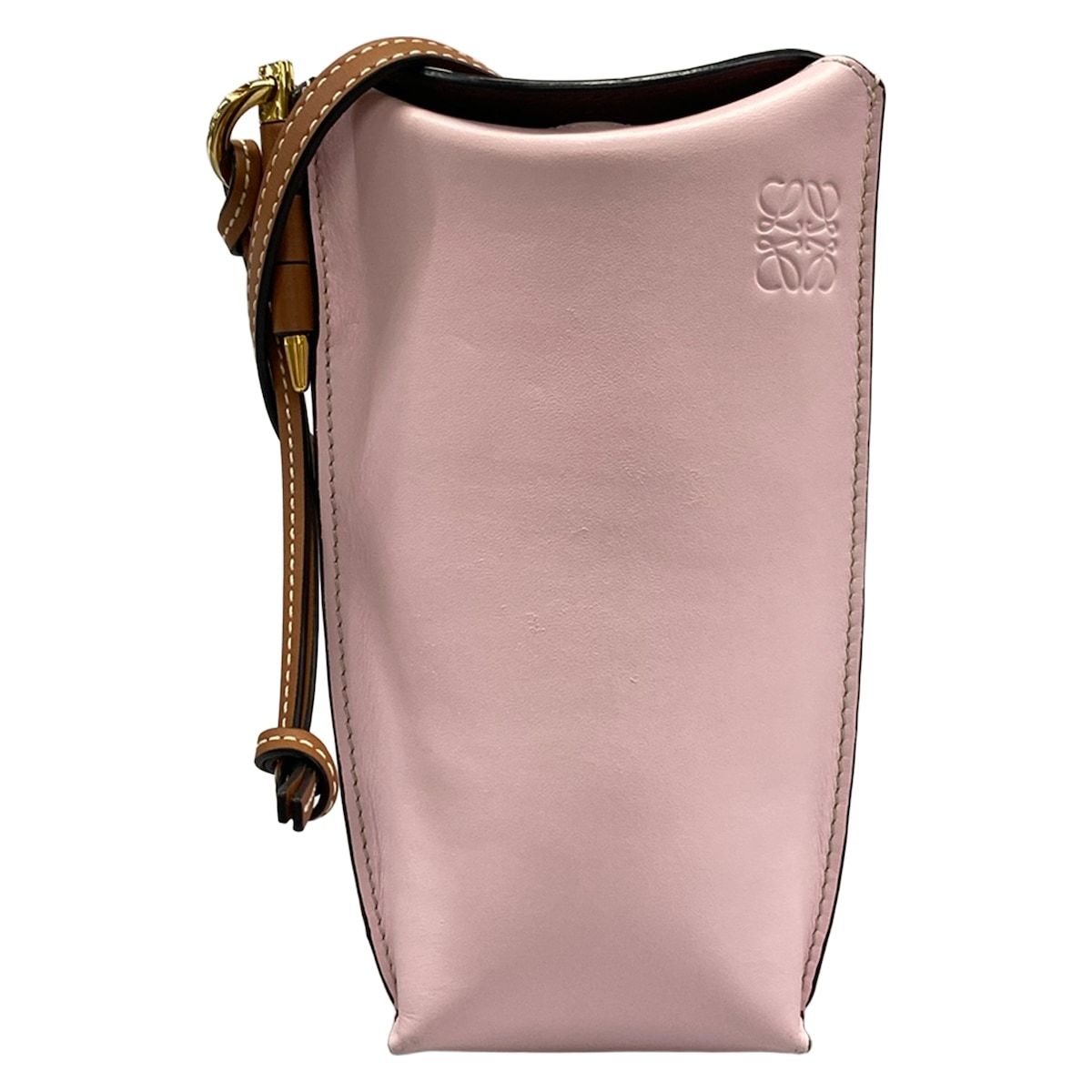 Loewe Shoulder Bag Gate Pocket Pink Brown Bordeaux Smartphone Pochette Leather