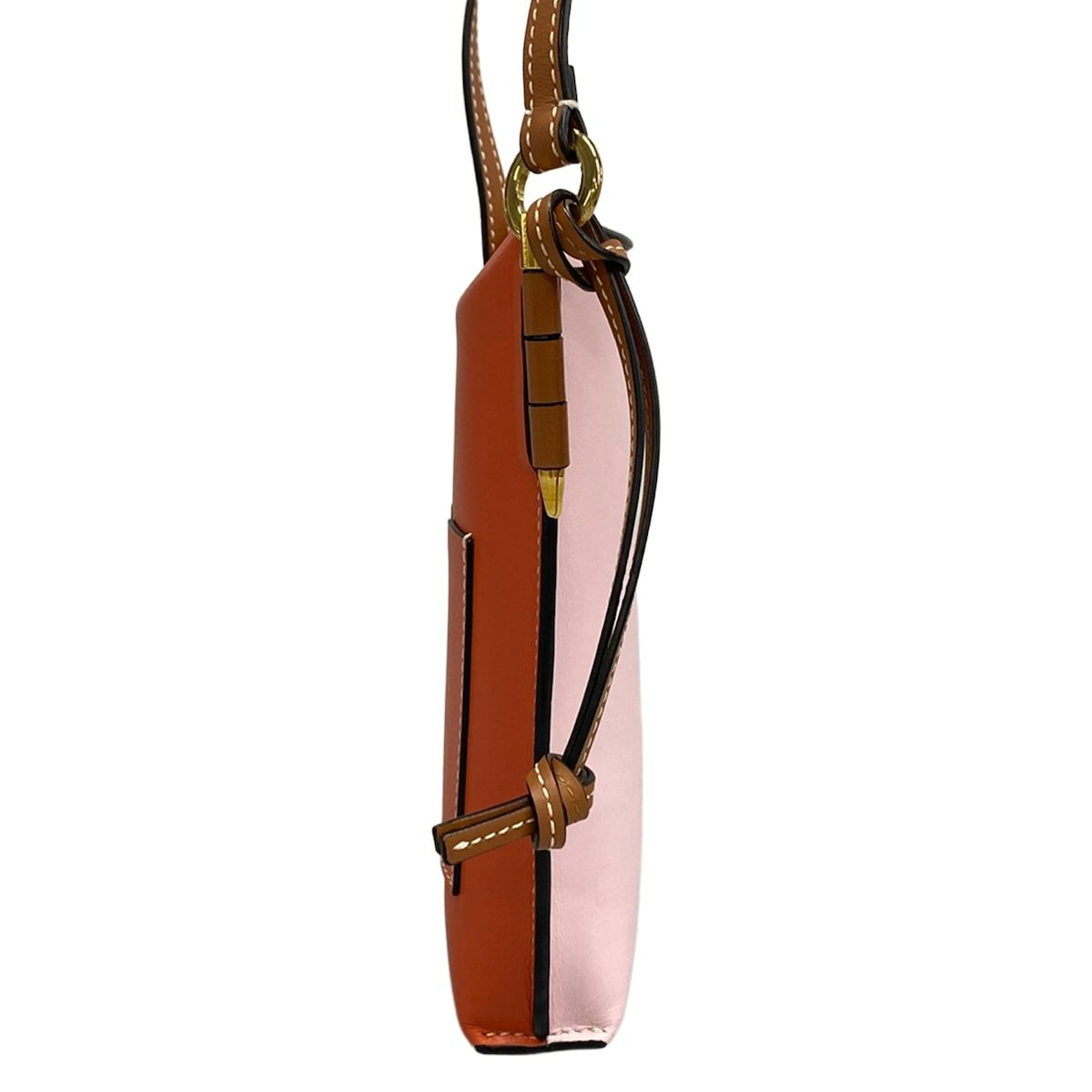 Loewe Shoulder Bag Gate Pocket Pink Brown Bordeaux Smartphone Pochette Leather — view 2