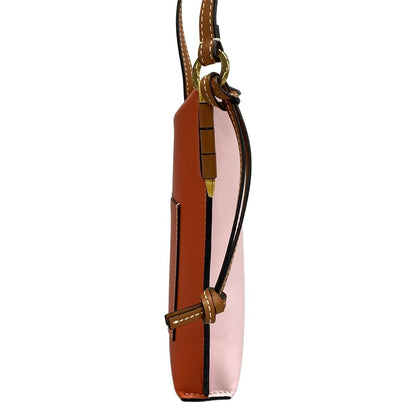 Loewe Shoulder Bag Gate Pocket Pink Brown Bordeaux Smartphone Pochette Leather — view 2
