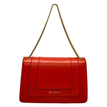 Bvlgari Shoulder Bag Serpenti Forever Red Chain Leather — view 3