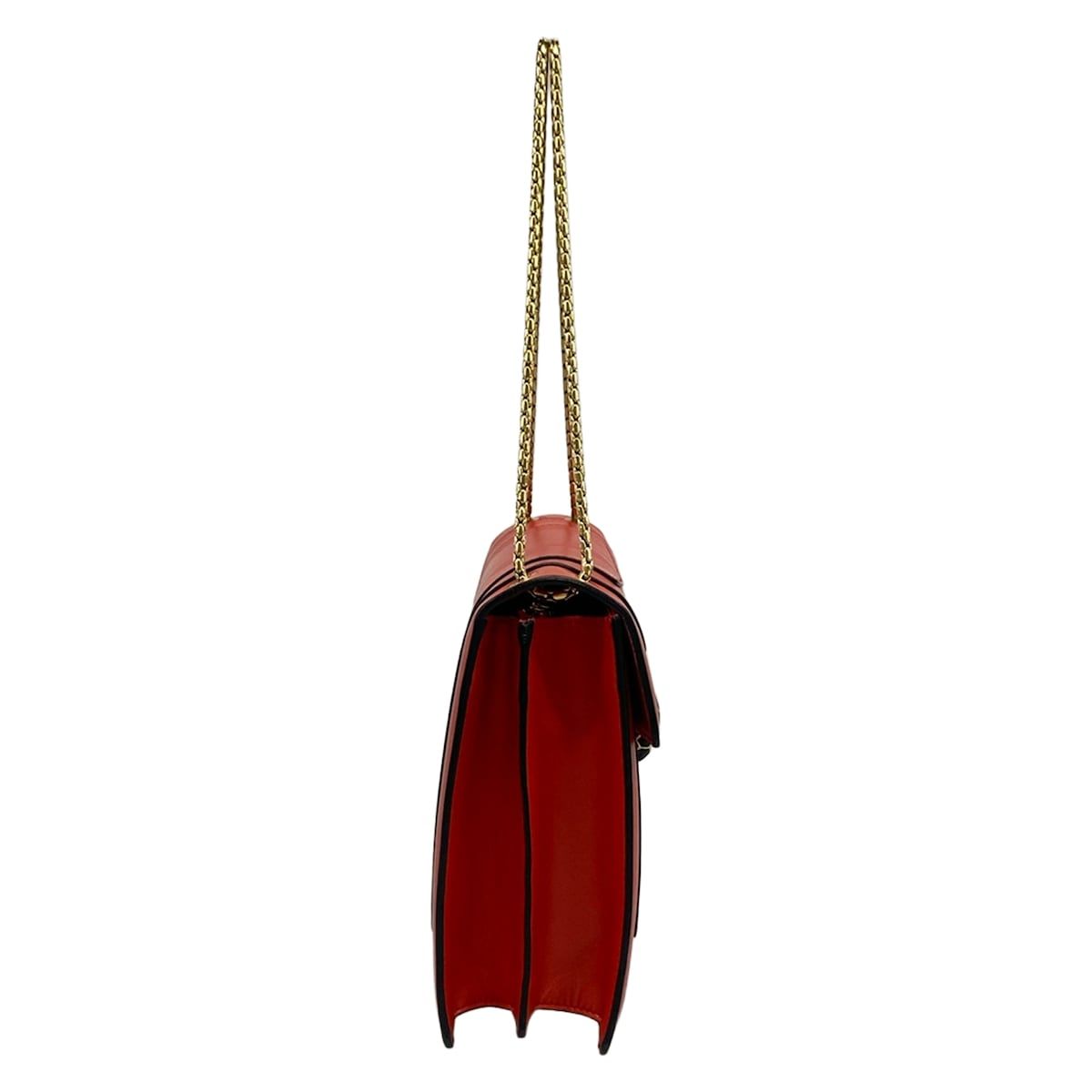 Bvlgari Shoulder Bag Serpenti Forever Red Chain Leather — view 2