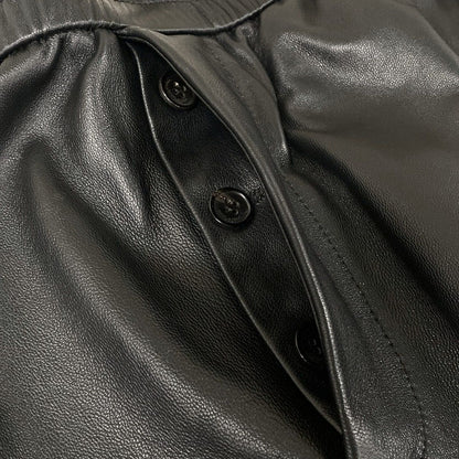 Saint Laurent Paris Pants 52 Joggers in Lambskin Long Black Full Length Leather — view 9