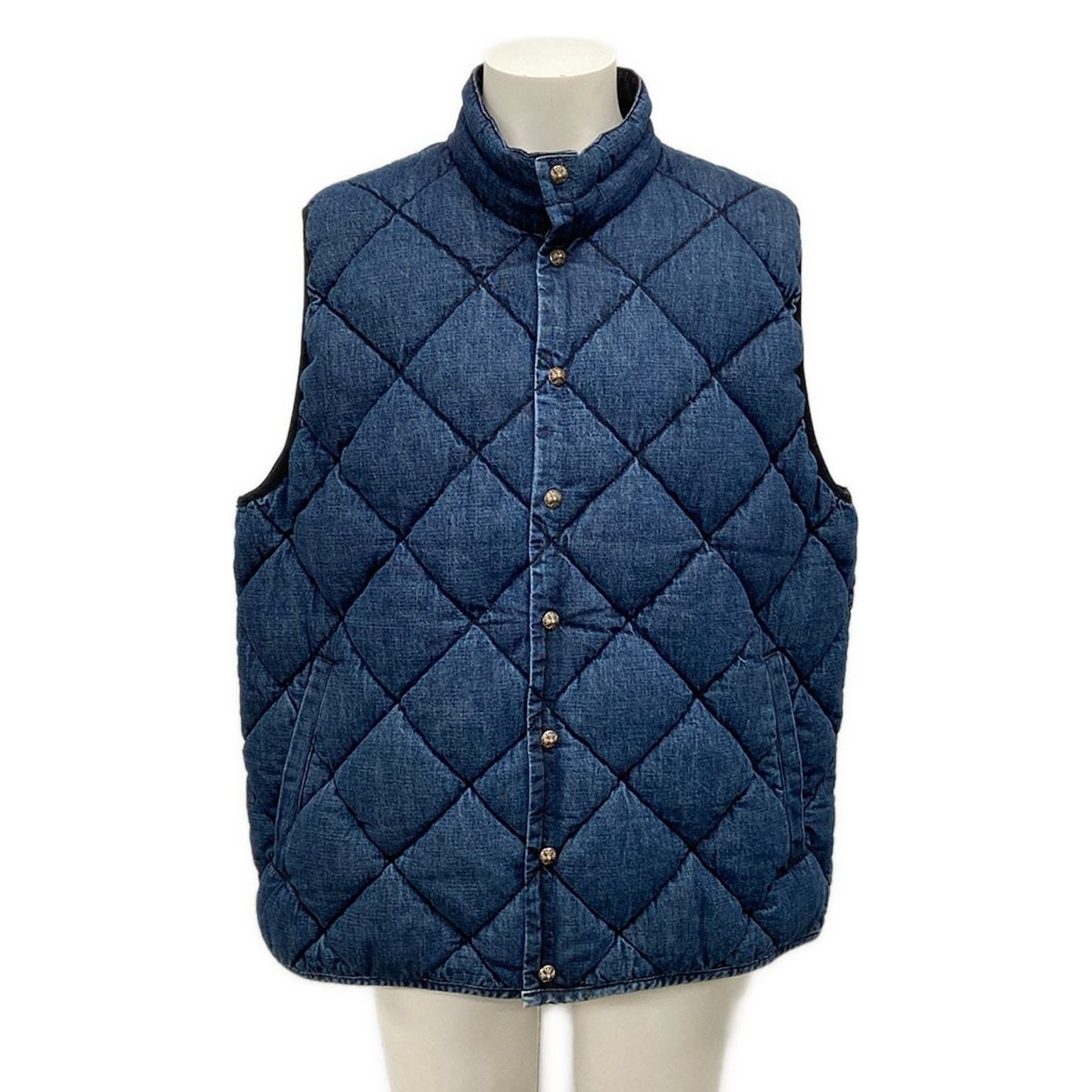 Chrome Hearts Down Vest X-large Blue Denim Quilted Autumn Winter Cotton