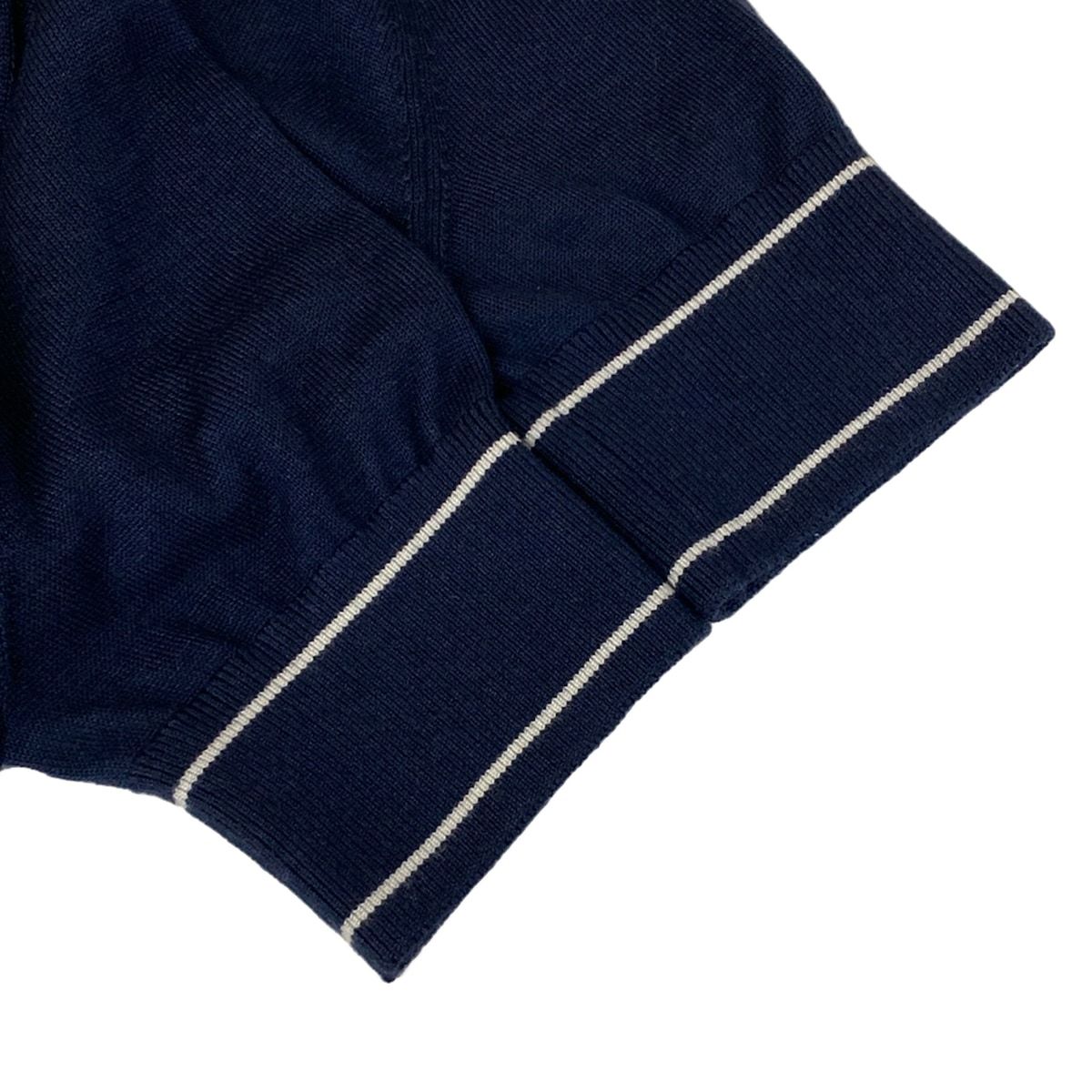 Hermes Cardigan 40 M Chaine D'ancre Navy White Spring Autumn Cashmere Silk — view 6