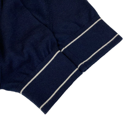 Hermes Cardigan 40 M Chaine D'ancre Navy White Spring Autumn Cashmere Silk — view 6