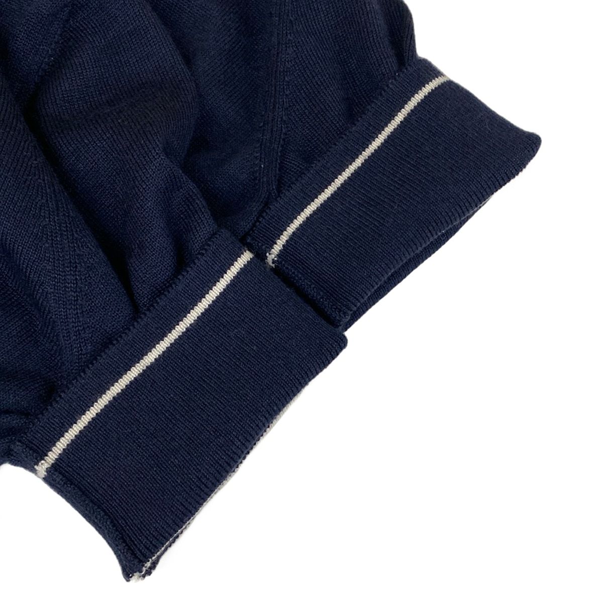 Hermes Cardigan 40 M Chaine D'ancre Navy White Spring Autumn Cashmere Silk — view 7