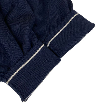 Hermes Cardigan 40 M Chaine D'ancre Navy White Spring Autumn Cashmere Silk — view 7
