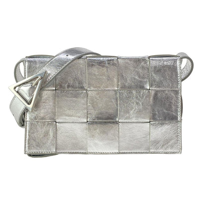 Bottega Veneta Shoulder Bag Cassette Silver Leather