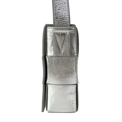 Bottega Veneta Shoulder Bag Cassette Silver Leather — view 4