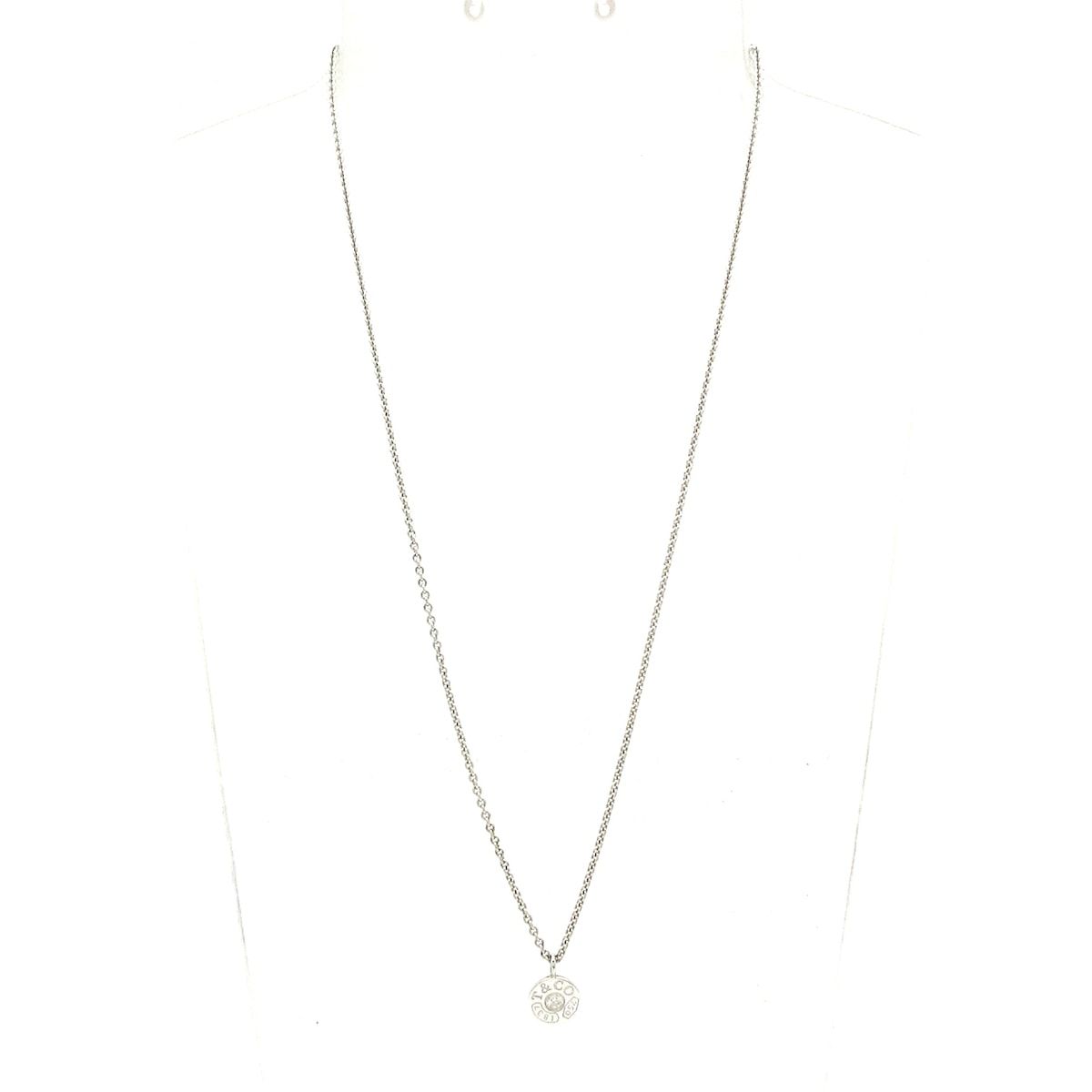Tiffany & Co Necklace Circle 18k White Gold Diamond Total 0.10 Carat — view 2