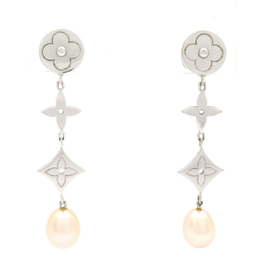 Louis Vuitton Earrings Pe Loulou Pandandreille 18k White Gold Pearl