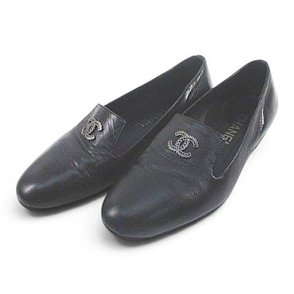 Chanel Opera Shoes CC Logo 35c Black Leather