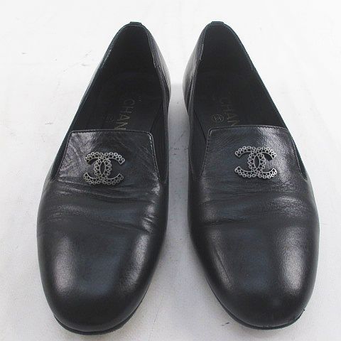 Chanel Opera Shoes CC Logo 35c Black Leather — view 5