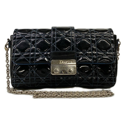 Dior Shoulder Bag New Rock Cannage Stitch Black Blue Chain Leather