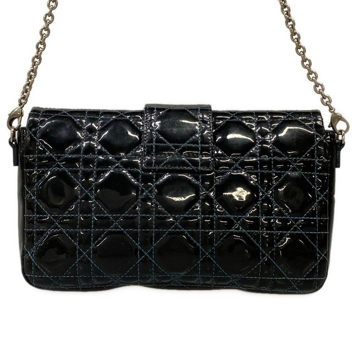 Dior Shoulder Bag New Rock Cannage Stitch Black Blue Chain Leather — view 3