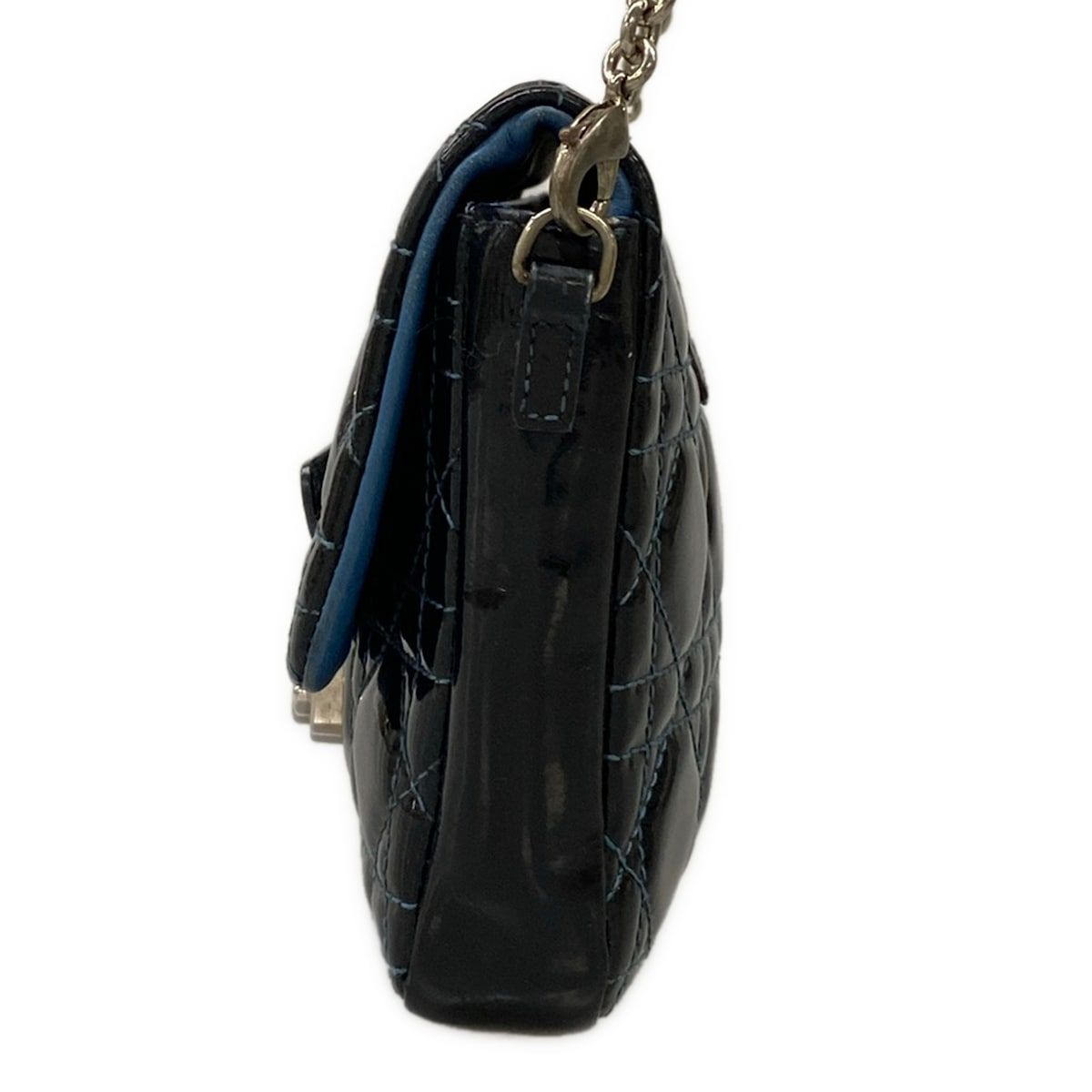 Dior Shoulder Bag New Rock Cannage Stitch Black Blue Chain Leather — view 4