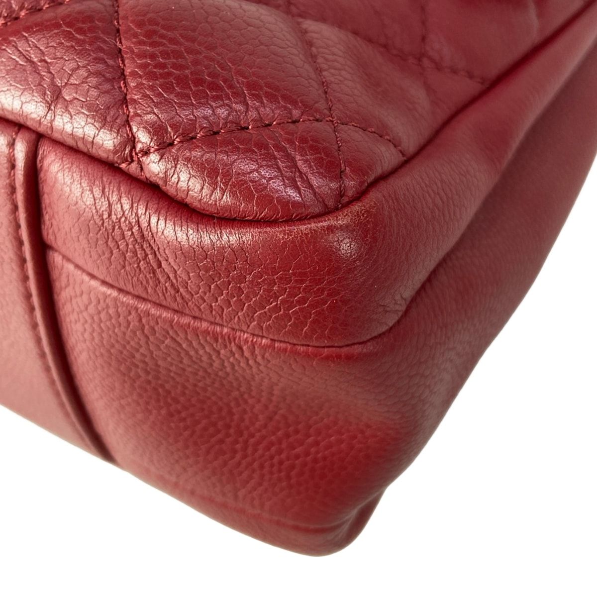 Chanel Shoulder Bag Quilted Red Double Sided Flap Chain Vintage Silver Lambskin — view 8