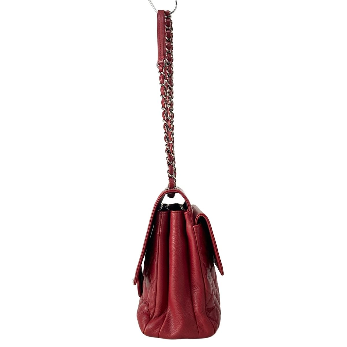 Chanel Shoulder Bag Quilted Red Double Sided Flap Chain Vintage Silver Lambskin — view 4