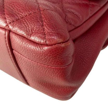 Chanel Shoulder Bag Quilted Red Double Sided Flap Chain Vintage Silver Lambskin — view 6