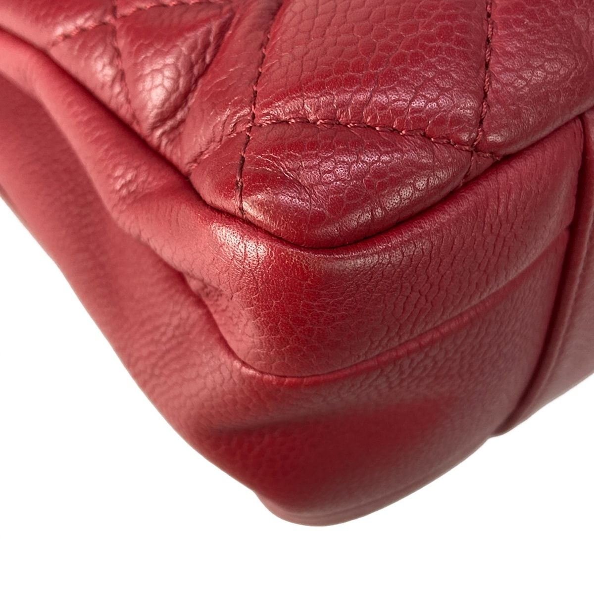 Chanel Shoulder Bag Quilted Red Double Sided Flap Chain Vintage Silver Lambskin — view 9