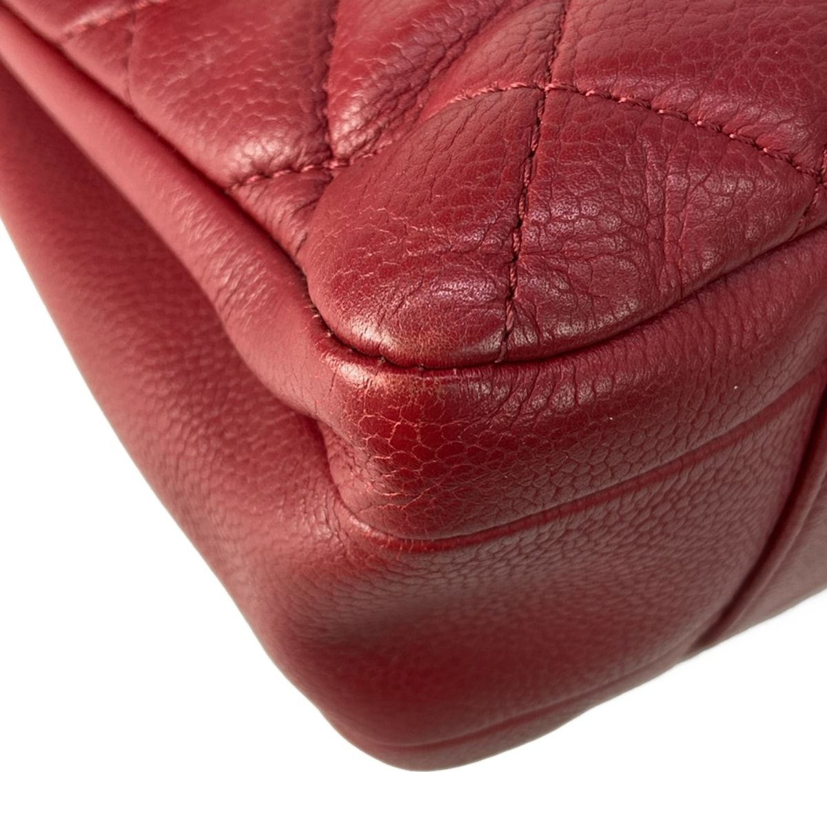 Chanel Shoulder Bag Quilted Red Double Sided Flap Chain Vintage Silver Lambskin — view 7