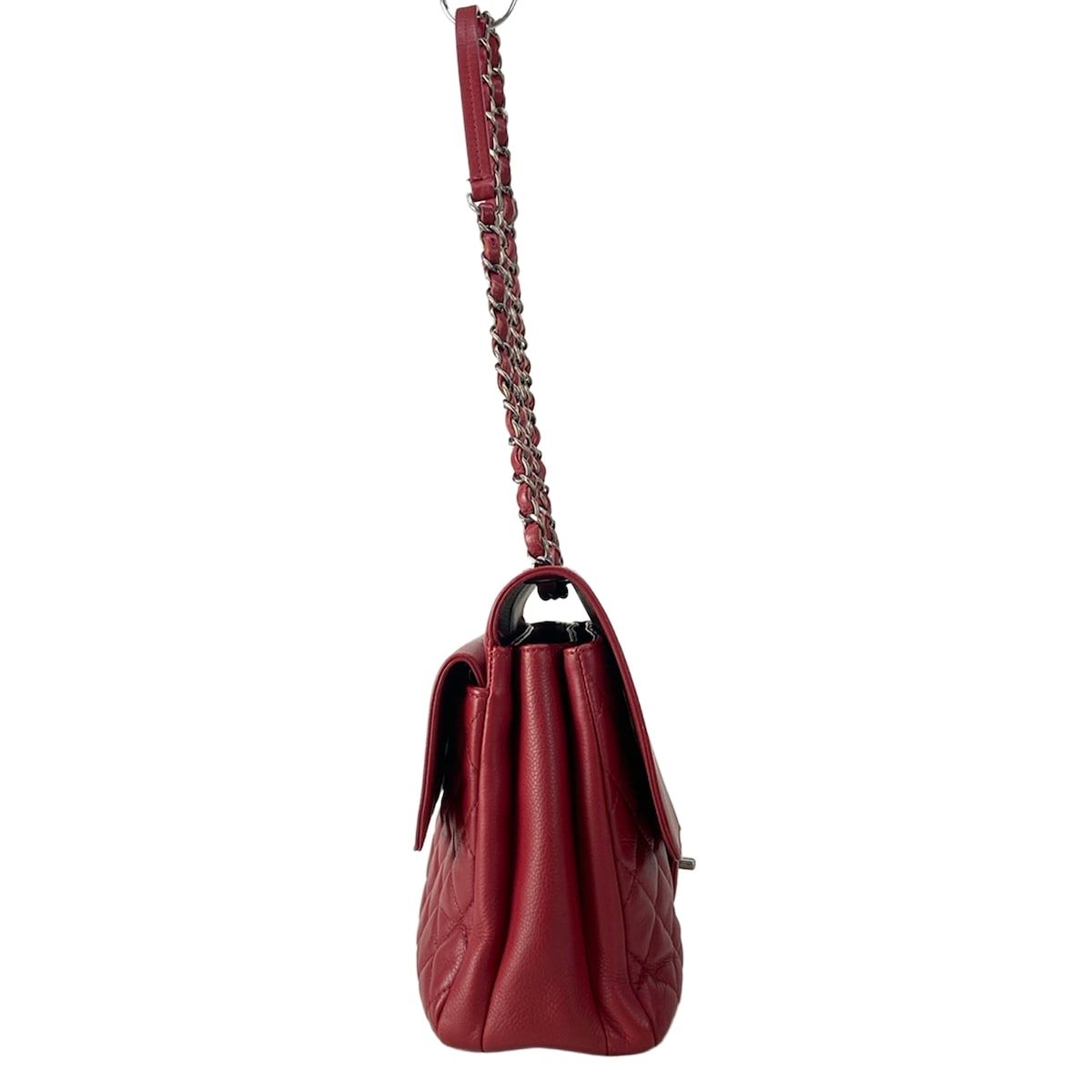Chanel Shoulder Bag Quilted Red Double Sided Flap Chain Vintage Silver Lambskin — view 2
