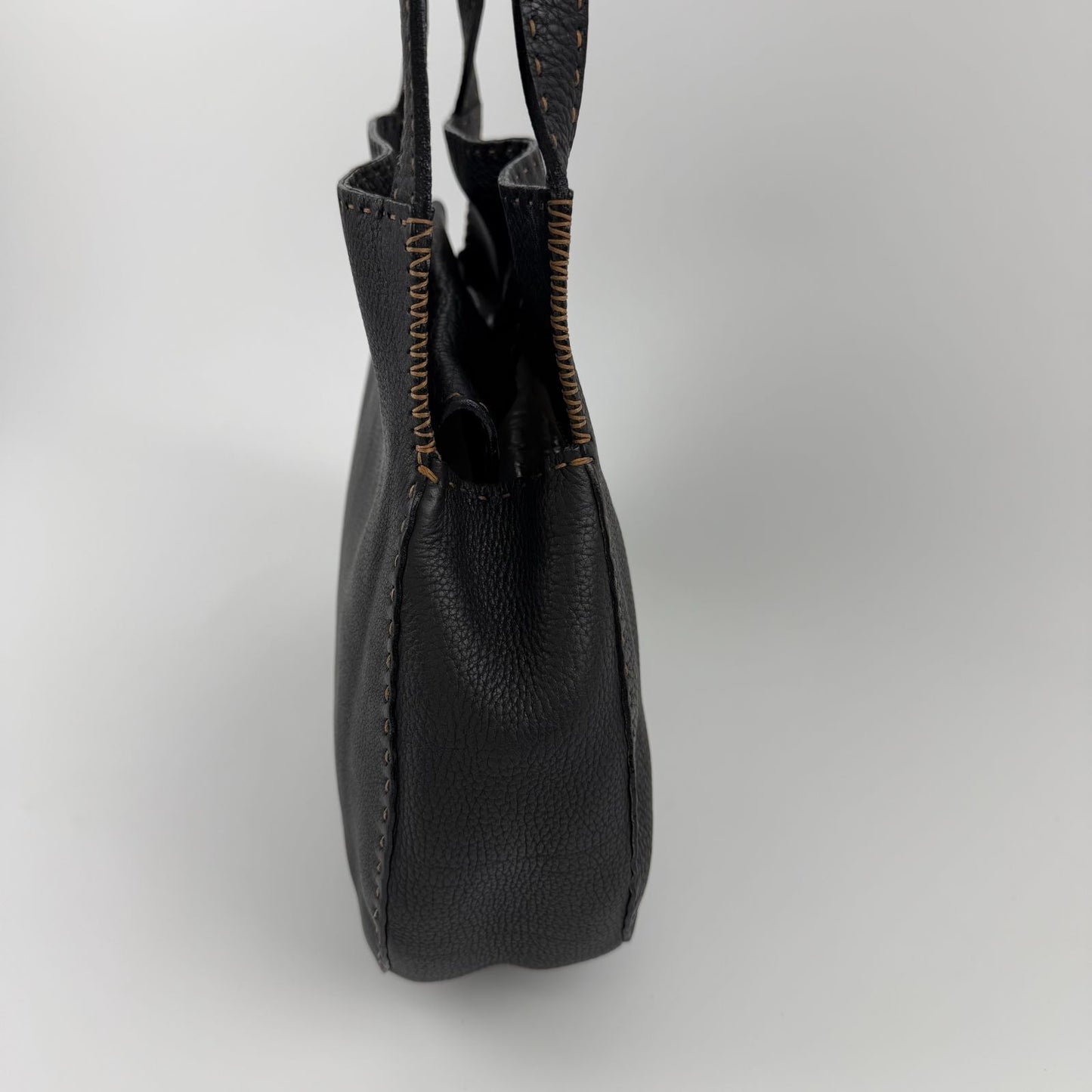 Fendi Shoulder Bag Tote Leather Black Silver Gold Vintage — view 6
