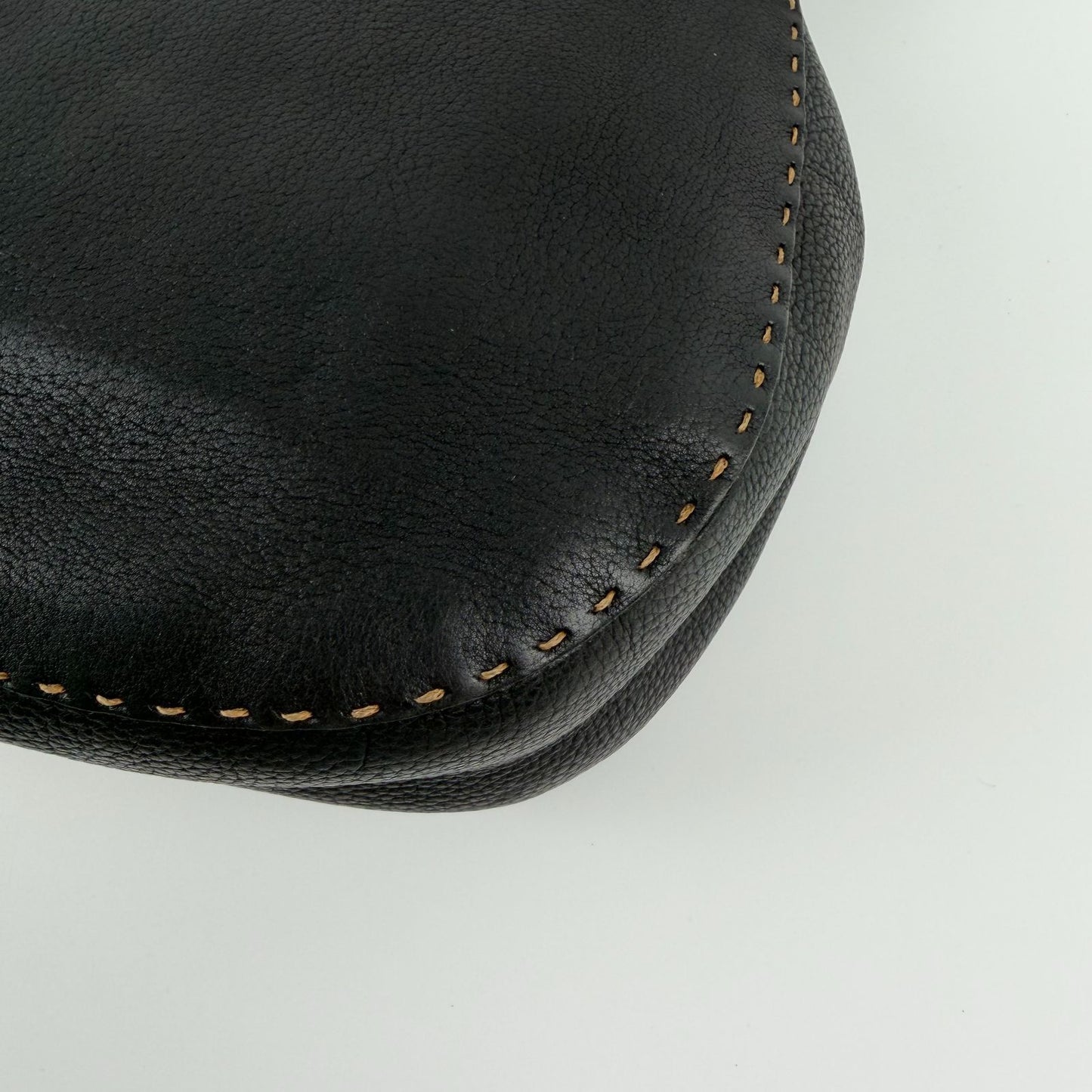 Fendi Shoulder Bag Tote Leather Black Silver Gold Vintage — view 9
