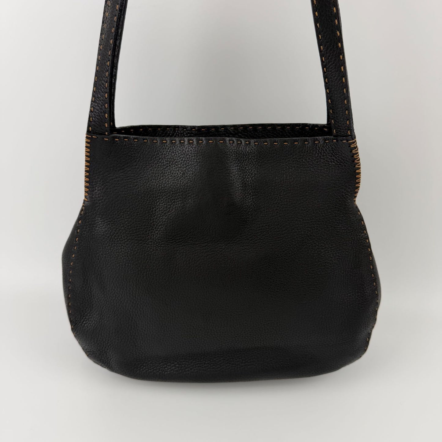 Fendi Shoulder Bag Tote Leather Black Silver Gold Vintage — view 3
